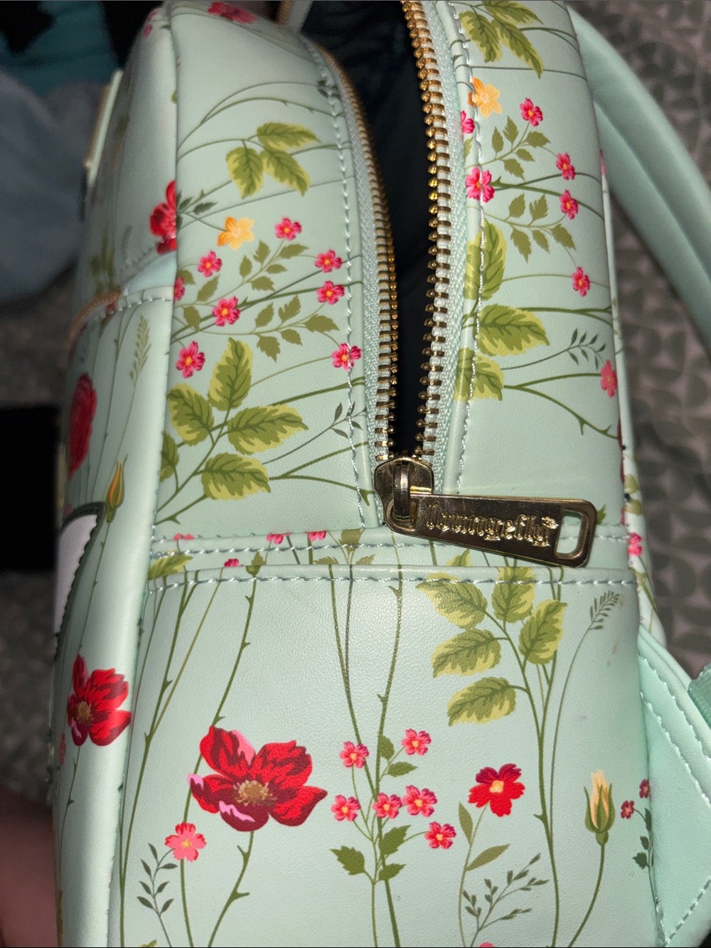 Disney Tinker Bell Floral Mini Backpack - READ DESC *BROKEN /BUSTED TOP ZIPPER* - Picture 14 of 16